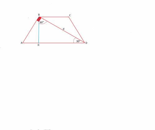 646. диагональ равнобедренной трапеции равная d,перпендикулярна к боковой стороне и является биссект