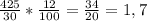 \frac{425}{30} * \frac{12}{100} = \frac{34}{20} = 1,7