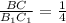 \frac{BC}{B_{1}C_{1}}=\frac{1}{4}