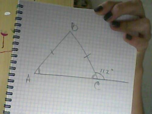 Найдите углы равнобедренного треугольника , если внешний угол при основании равен 112.