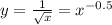 y=\frac{1}{\sqrt{x}}=x^{-0.5}
