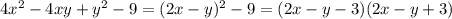 4x^2-4xy+y^2-9=(2x-y)^2-9=(2x-y-3)(2x-y+3)