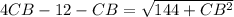 4CB-12-CB=\sqrt{144+CB^2}