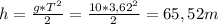 h = \frac{g*T^{2}}{2} = \frac{10*3,62^{2}}{2} = 65,52 m