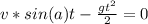 v*sin(a)t- \frac{gt^2}{2} =0