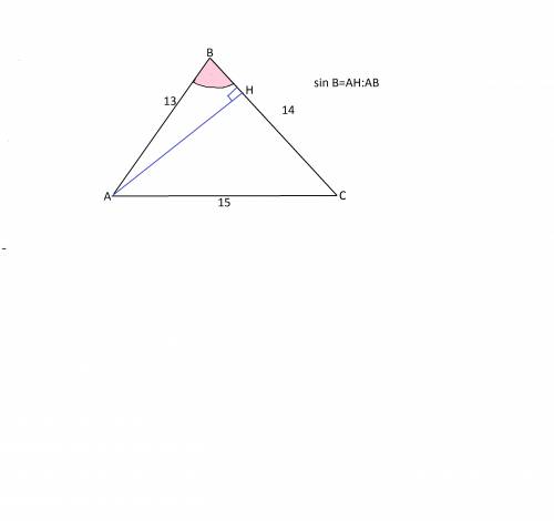 Втреугольнике abc: ab=13, bc=14, ac=15. найти синус наибольшего внутреннего угла этого треугольника