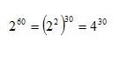 Представьте 2 в 60 степени в виде степени основанием 4