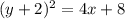 (y+2)^2 = 4x+8