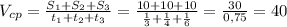 V_{cp}=\frac{S_1+S_2+S_3}{t_1+t_2+t_3}=\frac{10+10+10}{\frac{1}{3}+\frac{1}{4}+\frac{1}{6}}=\frac{30}{0,75}=40