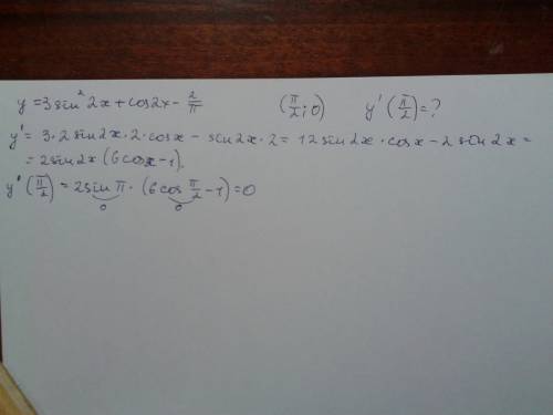 Дана функция y = 3/sin^2x+cos2x-2/pi. известно, что некоторый график её производной проходит через т