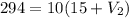 294 = 10(15 + V_{2})