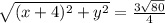 \sqrt{(x+4)^2+y^2}=\frac{3\sqrt{80}}{4}\\&#10;