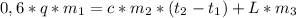 0,6*q*m_{1}=c*m_{2}*(t_{2}-t_{1})+L*m_{3}