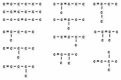 Изомеры с6h12 -составить все формулы и назвать.(формулы в виде скелета)