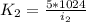 K_{2}= \frac{5*1024}{i_{2}}