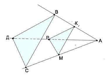 Точки a, b, c, d не лежат в одной плоскости, точки k, m, p - середины отрезков ab, bc, cd. докажите,