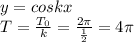 y=coskx&#10;\\\&#10;T= \frac{T_0}{k} = \frac{2 \pi }{ \frac{1}{2} } =4 \pi