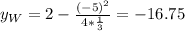 y_W=2-\frac{(-5)^2}{4*\frac{1}{3}}=-16.75