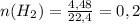 n(H_{2}) = \frac{4,48}{22,4} = 0,2