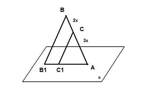 Отрезок ав имеет с плоскостью а единственную общую точку а. точка с делит его в отношении 3: 2, счит