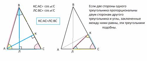 Авс-треугольник. ак и вл- высоты. доказать что, тр.авс и тр.скл -подобные.