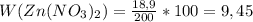 W(Zn(NO_3)_2) = \frac{18,9}{200} *100=9,45