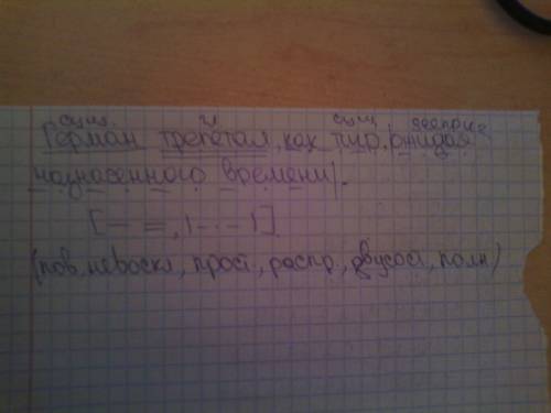 Синтаксический разбор предложения: германн трепетал, как тигр, ожидая назначенного времени