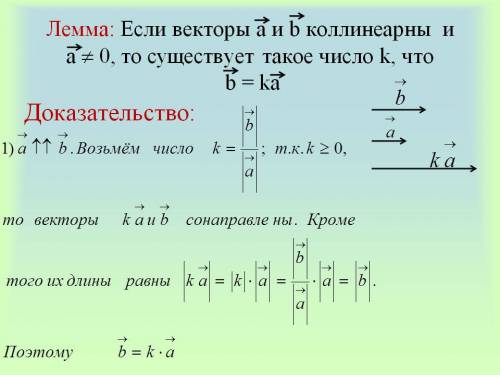 Сформулируйте и докажите лемму о колинеарных векторах.