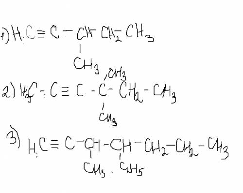 Составьте структурные формулы следующих алкинов: а) 3_метилпентина-1 б)4,4-диметилгексина-2, в) 3мет