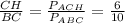 \frac{CH}{BC} = \frac{P_{ACH} }{P_{ABC} } = \frac{6}{10}