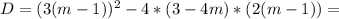 D=(3(m-1))^2-4*(3-4m)*(2(m-1))=