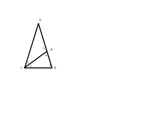 Вравнобедренном треугольнике abc биссектриса cd угла c равна осованию bc .тогда угол cdа равен?