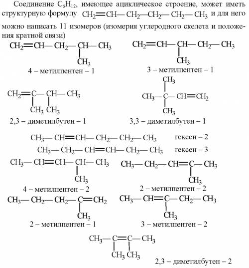 Написать структурные формулы всех изомеров состава с6н12 и назвать их по международной номенклатуре.