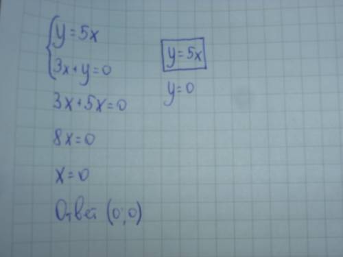 Решить: решите графически систему уравнений: y=5x.3x+y=0 в фигурной скобке