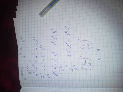 6^(2x+4)=2^(8+x)*3^3x 35^(4x+2)=5^(3x+4)*7^5x 2^(4x+2)*5^(-3x-1)=6,25*2^x+1 3^(5x-1)*7^(2x-2)=3^(3x+