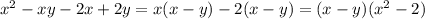 x^2-xy-2x+2y=x(x-y)-2(x-y)=(x-y)(x^2-2)