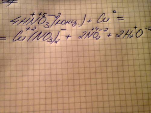 Расставить степени окисления 4hno3(конц.)+cu=cu(no3)2+2no2+2h2o