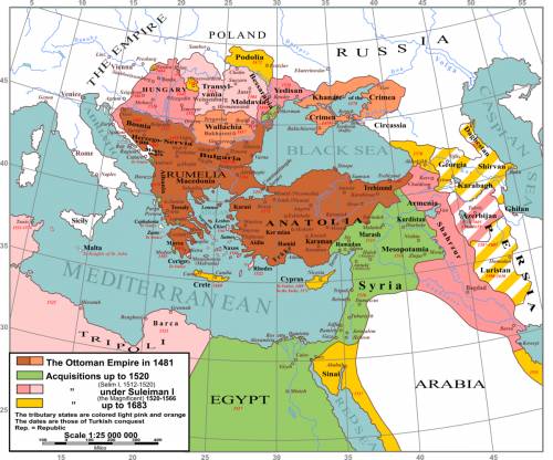 Охарактеризуйте османскую державу. 1) название страны. 2) титул правителя . 3 ) завоеванные страны.