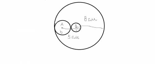 Расстояние между точками а и в равно 5 см.т очка а -центр окружности,радиус которой равен 3 см.две о