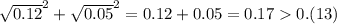 \sqrt{0.12}^2+ \sqrt{0.05} ^2=0.12+0.05=0.170.(13)