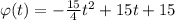 \varphi(t)=-\frac{15}{4}t^{2}+15t+15