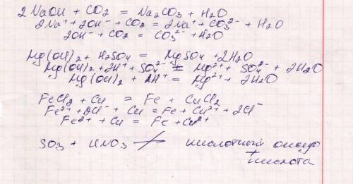 Напишите полные и сокращенные ионные уравнения осуществимых реакций naoh+co2-> mg(oh)2+h2so4->