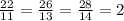 \frac{22}{11} = \frac{26}{13} = \frac{28}{14} = 2