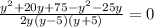 \frac{y^2+20y+75-y^2-25y}{2y(y-5)(y+5)} =0