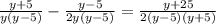 \frac{y+5}{y(y-5)} - \frac{y-5}{2y(y-5)}= \frac{y+25}{2(y-5)(y+5)}