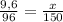 \frac{9,6}{96} = \frac{x}{150}