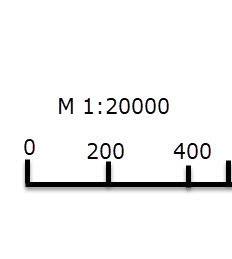 Изобразите именованный масштаб в 1см 200м в виде линейного масштаба