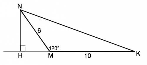 решение, без всяких ссылок дано: треугольник mnk mn=6см mk=10 см угол м =120 градусов. найти nk, уго