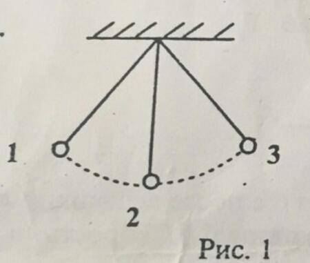 Если период колебания маятника t=1 с,то из положения 1 в положение 3 он будет двигаться время ? ))*