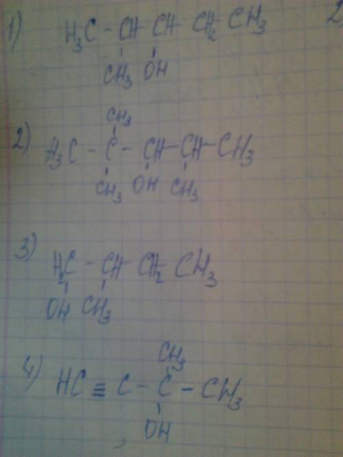 Написать структурные формулы соединений! 2-метилпентанол-3, 2,2,4-триметилпентанол-3, 2-метилбутанол